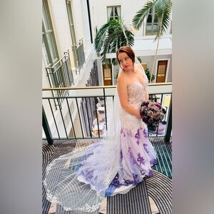 David Tutera Mon Cheri Custom Purple Ombre Beaded Strapless Wedding Dress